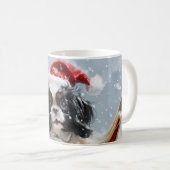 日本狆犬のクリスマスフェスティブデザイン コーヒーマグカップ (正面右)