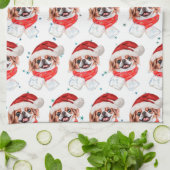 日本狆犬のクリスマス星 キッチンタオル (折り畳み)