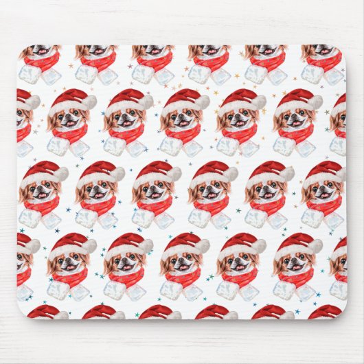 日本狆犬のクリスマス星 マウスパッド (正面)