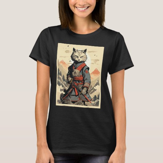 日本猫の戦士 Tシャツ (正面)