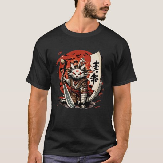 日本猫武家刀・刀 Tシャツ (正面)