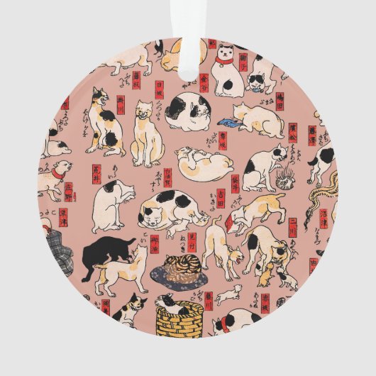 日本猫浮世絵おもしろい子猫 オーナメント (裏面)