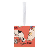 日本猫浮世絵おもしろい子猫 キューブオーナメント (右)