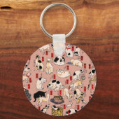 日本猫浮世絵おもしろい子猫 キーホルダー (正面)