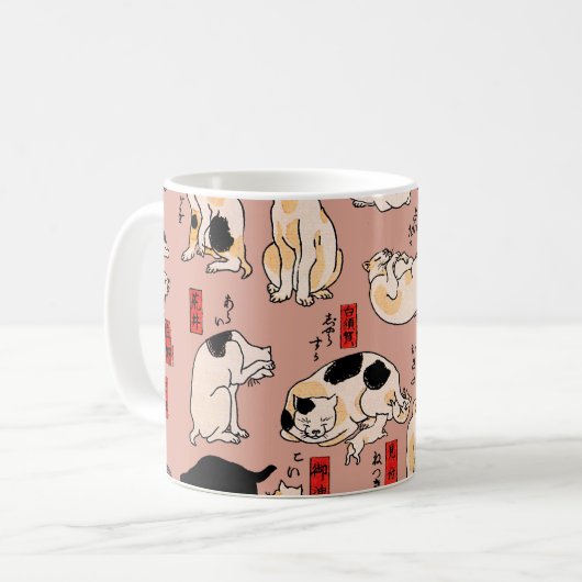 日本猫浮世絵おもしろい子猫 コーヒーマグカップ (正面左)