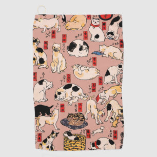 日本猫浮世絵おもしろい子猫 ゴルフタオル