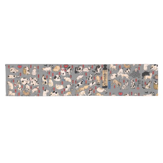 日本猫浮世絵おもしろい子猫 ショートテーブルランナー (横)