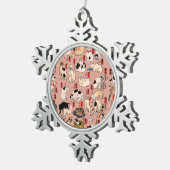 日本猫浮世絵おもしろい子猫 スノーフレークピューターオーナメント (右)