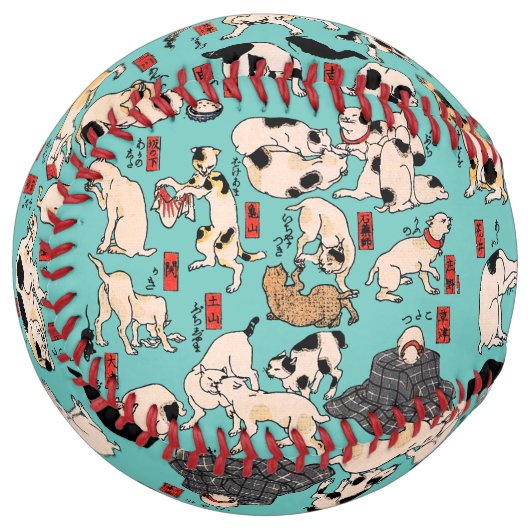 日本猫浮世絵おもしろい子猫 ソフトボール (正面左)