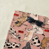 日本猫浮世絵おもしろい子猫 ビーチタオル (インサイチュ)