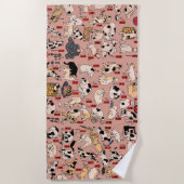 日本猫浮世絵おもしろい子猫 ビーチタオル (正面)