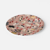 日本猫浮世絵おもしろい子猫 ペーパープレート (アングル)