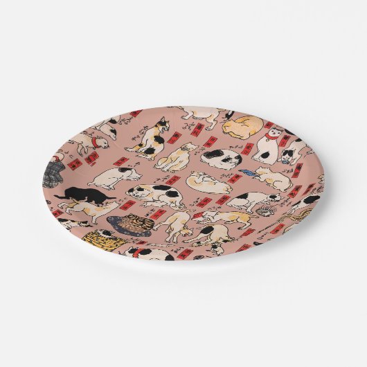 日本猫浮世絵おもしろい子猫 ペーパープレート (アングル)