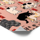 日本猫浮世絵おもしろい子猫 ポスター (角)