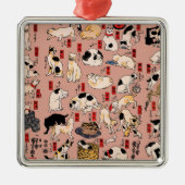 日本猫浮世絵おもしろい子猫 メタルオーナメント (正面)