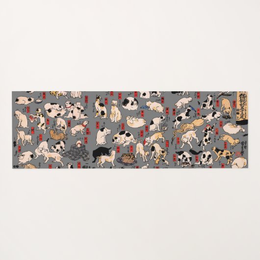 日本猫浮世絵おもしろい子猫 ヨガマット (裏面(横))