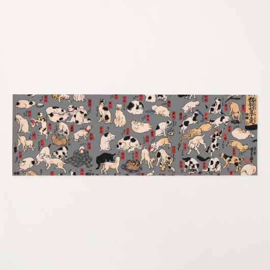 日本猫浮世絵おもしろい子猫 ヨガマット (正面(横))