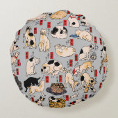 日本猫浮世絵おもしろい子猫 ラウンドクッション (裏面)