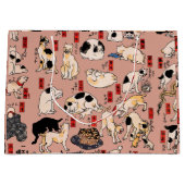 日本猫浮世絵おもしろい子猫 ラージペーパーバッグ (正面)