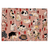 日本猫浮世絵おもしろい子猫 ラージペーパーバッグ (裏面)