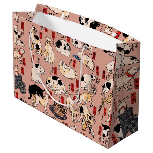日本猫浮世絵おもしろい子猫 ラージペーパーバッグ (裏面アングル)