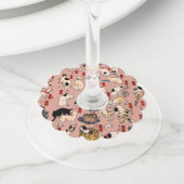 日本猫浮世絵おもしろい子猫 ワイングラスタグ (クローズアップ)