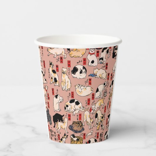 日本猫浮世絵おもしろい子猫 紙コップ (裏面)