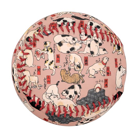 日本猫浮世絵おもしろい子猫 野球ボール (正面左)