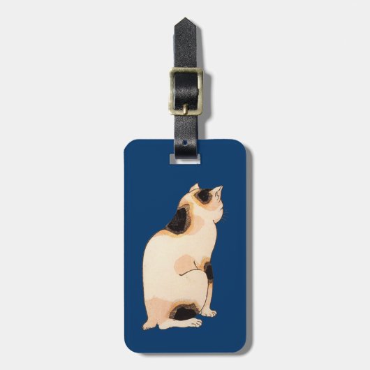 日本猫、国芳の日本のな猫、Kuniyoshi、Ukiyo-e ラゲッジタグ (正面縦)