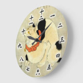 日本猫、国芳の日本のな猫、Kuniyoshi、Ukiyo-e ラージ壁時計 (傾斜)