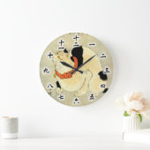 日本猫、国芳の日本のな猫、Kuniyoshi、Ukiyo-e ラージ壁時計 (ホーム)