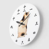 日本猫、国芳日本の猫、国芳、浮世絵 ラージ壁時計 (傾斜)