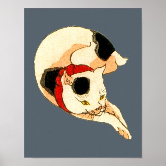 日本猫, 国芳 Japanese Cat, Kuniyoshi, Ukiyo-e ポスター (正面)