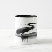 日本画の墨絵鶴 禅アート コーヒーマグ マグカップ (中央)