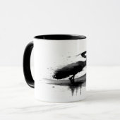 日本画の墨絵鶴 禅アート コーヒーマグ マグカップ (正面左)