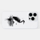 日本画水墨画の鶴の禅柄のスマホケース iPhoneケース (裏面横)