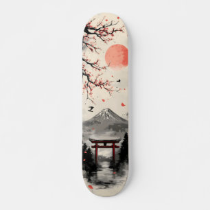 日本画水墨画 富士山 スケートボード