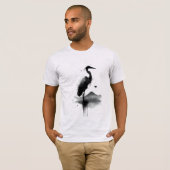 日本画 水墨画 クレーン 禅 Tシャツ (正面フル)