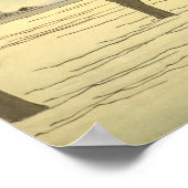 日本画、美しい月と侍 ポスター (角)