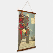 日本画、美しい月と侍 吊り下げ型タペストリー (傾斜あり)