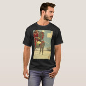 日本画、美しい月と侍 Tシャツ (正面フル)