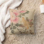 日本画、美しい花鳥画 クッション (ブランケット)