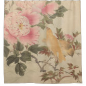 日本画、美しい花鳥画 シャワーカーテン (正面)