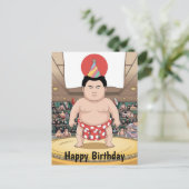 日本相撲力士在土俵上的日本国旗 ポストカード (スタンド正面)