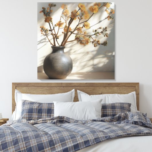 日本禅フローラ融合陶器花器 キャンバスプリント (インサイチュ (寝室))