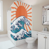 日本素晴らしの波のポスター シャワーカーテン (インサイチュ)