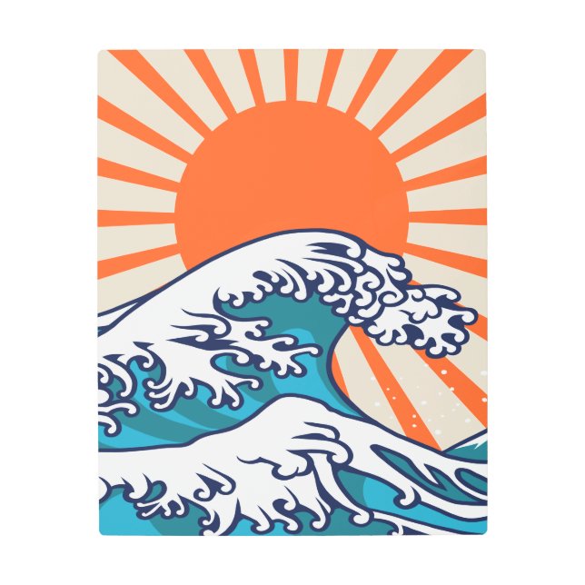 日本素晴らしの波のポスター メタルプリント (正面)