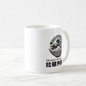 日本素晴らしラーメンウェーブ浮世絵ブラック コーヒーマグカップ (正面右)