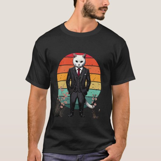 日本紳士侍猫 Tシャツ (正面)
