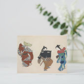 日本絵画のヴィンテージ伝統的ダンサー ポストカード (スタンド正面)